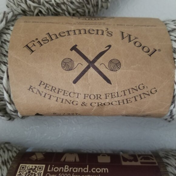 Lyon Brand Yarn Fishermans Wool  200 Oak Tweed Pure Virgin Wool Beige Brown - Picture 4 of 10